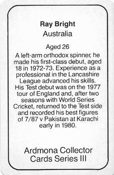 1980-81 Ardmona International Cricket #NNO Ray Bright Back