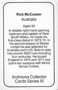 1980-81 Ardmona International Cricket #NNO Rick McCosker Back