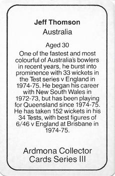 1980-81 Ardmona International Cricket #NNO Jeff Thomson Back