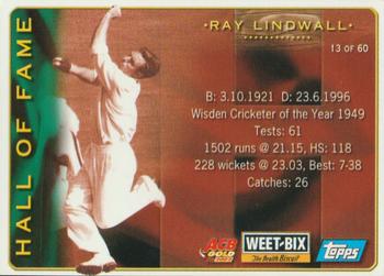 2001-02 Topps ACB Gold Weet-Bix Cricketers #13 / 40 Ray Lindwall / Glenn McGrath Front