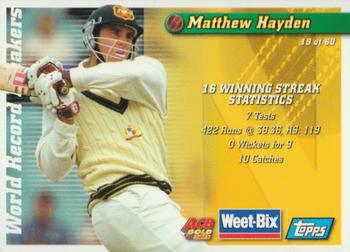 2001-02 Topps ACB Gold Weet-Bix Cricketers #19 / 41 Matthew Hayden / Bill Woodfull Front