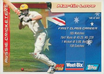 2001-02 Topps ACB Gold Weet-Bix Cricketers #32 / 48 Victor Trumper / Martin Love Back