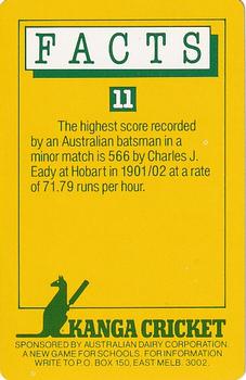 1985 Australian Dairy Kanga #FACTS-11 Steve Smith Back