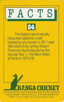 1985 Australian Dairy Kanga #FACTS-24 Richard Hadlee Back