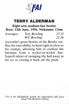 1991-92 FAI Collectors Edition #NNO Terry Alderman Back