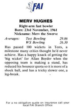 1991-92 FAI Collectors Edition #NNO Merv Hughes Back