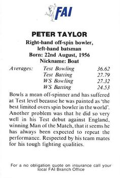 1991-92 FAI Collectors Edition #NNO Peter Taylor Back