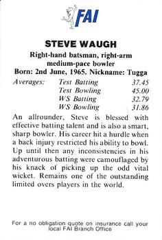 1991-92 FAI Collectors Edition #NNO Steve Waugh Back