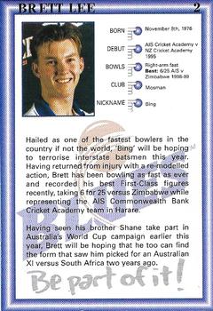 1999-00 New South Wales Blues Cricket #2 Brett Lee Back