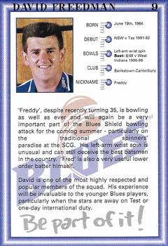 1999-00 New South Wales Blues Cricket #9 David Freedman Back