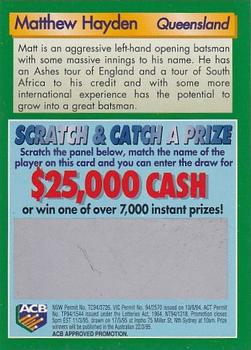 1995 Buttercup Sensational Summer of Cricket #NNO Matthew Hayden Back