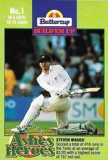 1993-94 Buttercup Border's Ashes Heroes #1 Steven Waugh Front