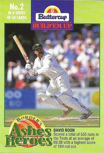 1993-94 Buttercup Border's Ashes Heroes #2 David Boon Front