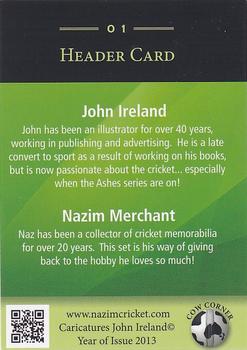 2013 Cow Corner Cricket Character Cards #01 Header Card Back