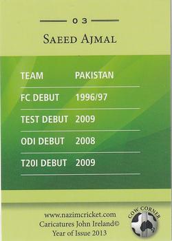 2013 Cow Corner Cricket Character Cards #03 Saeed Ajmal Back