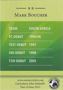 2013 Cow Corner Cricket Character Cards #05 Mark Boucher Back