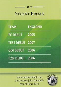 2013 Cow Corner Cricket Character Cards #07 Stuart Broad Back