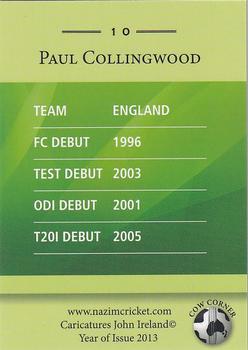 2013 Cow Corner Cricket Character Cards #10 Paul Collingwood Back