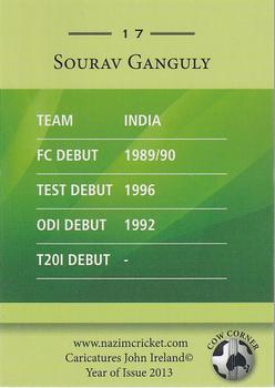 2013 Cow Corner Cricket Character Cards #17 Sourav Ganguly Back