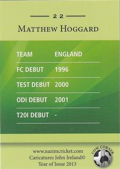 2013 Cow Corner Cricket Character Cards #22 Matthew Hoggard Back