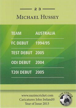 2013 Cow Corner Cricket Character Cards #23 Michael Hussey Back