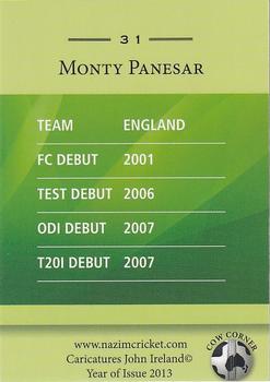 2013 Cow Corner Cricket Character Cards #31 Monty Panesar Back