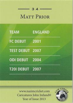 2013 Cow Corner Cricket Character Cards #34 Matt Prior Back