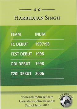 2013 Cow Corner Cricket Character Cards #40 Harbhajan Singh Back