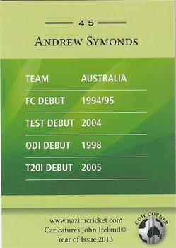 2013 Cow Corner Cricket Character Cards #45 Andrew Symonds Back