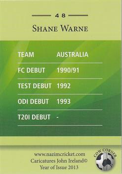 2013 Cow Corner Cricket Character Cards #48 Shane Warne Back
