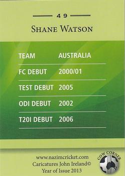 2013 Cow Corner Cricket Character Cards #49 Shane Watson Back