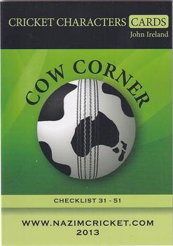 2013 Cow Corner Cricket Character Cards #51 Checklist 31 - 51 Front