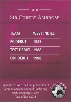 2014 Cow Corner Cricket Character Cards World Class #04 Curtly Ambrose Back