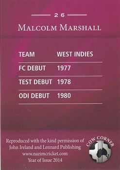2014 Cow Corner Cricket Character Cards World Class #26 Malcolm Marshall Back