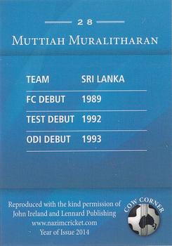 2014 Cow Corner Cricket Character Cards World Class #28 Muttiah Muralitharan Back