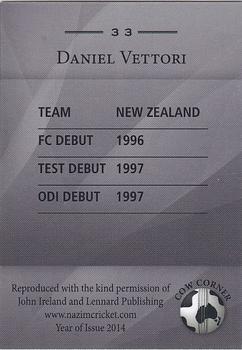 2014 Cow Corner Cricket Character Cards World Class #33 Daniel Vettori Back