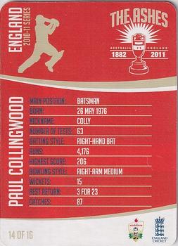 2010-11 Cricket Australia Ashes Mini Bat Player Card Collection #14 Paul Collingwood Back