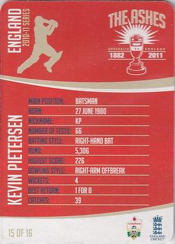 2010-11 Cricket Australia Ashes Mini Bat Player Card Collection #15 Kevin Pietersen Back