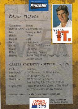 1997-98 Town & Country Bank Western Warriors; 50 Years of Sheffield Shield Cricket #NNO Brad Hogg Back