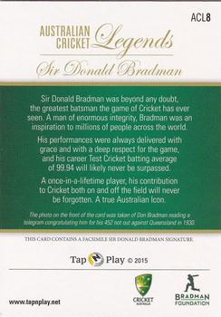 2017 Tap 'N' Play Eternal Bradman Box Set - Gold Foil #ACL8 Sir Donald Bradman Back