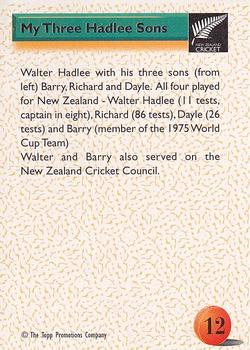 1995 The Topp Promotions Co. Centenary of New Zealand Cricket #12 Walter Hadlee / Richard Hadlee / Barry Hadlee / Dayle Hadlee Back