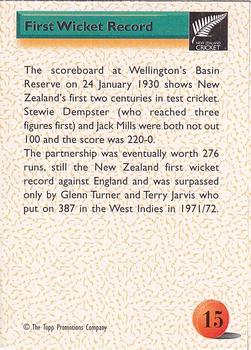 1995 The Topp Promotions Co. Centenary of New Zealand Cricket #15 Stewie Dempster / Jack Mills Back