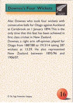 1995 The Topp Promotions Co. Centenary of New Zealand Cricket #16 Alec Downes Back