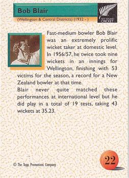 1995 The Topp Promotions Co. Centenary of New Zealand Cricket #22 Bob Blair Back