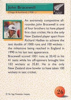 1995 The Topp Promotions Co. Centenary of New Zealand Cricket #26 John Bracewell Back