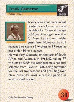 1995 The Topp Promotions Co. Centenary of New Zealand Cricket #30 Frank Cameron Back