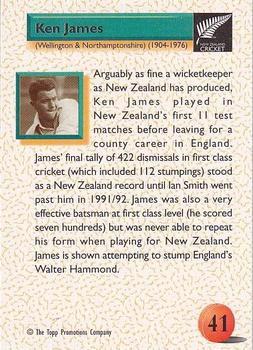 1995 The Topp Promotions Co. Centenary of New Zealand Cricket #41 Ken James Back