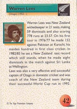 1995 The Topp Promotions Co. Centenary of New Zealand Cricket #42 Warren Lees Back