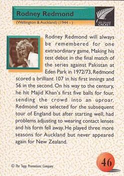 1995 The Topp Promotions Co. Centenary of New Zealand Cricket #46 Rodney Redmond Back