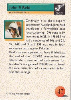 1995 The Topp Promotions Co. Centenary of New Zealand Cricket #47 John F. Reid Back
